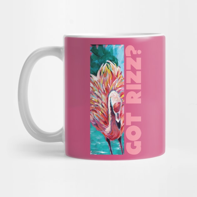 Got Rizz? Extra Fancy Handpainted Flamingo - Show Off Your Tropical Vibes and Flaunt Your Flamboyance by Angel Pronger Design Chaser Studio